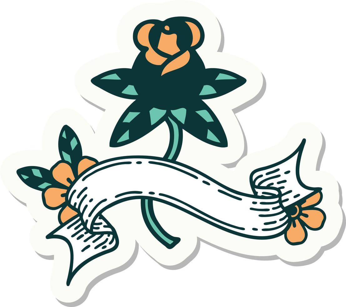 tattoo sticker with banner of a rose vector