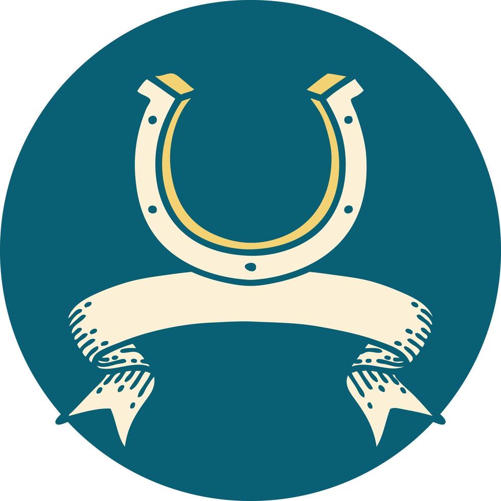 icon with banner of a horse shoe vector