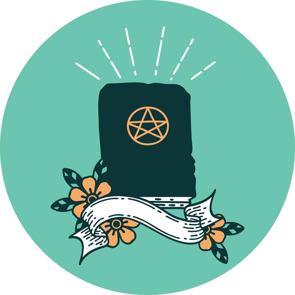 icon of tattoo style spellbook vector