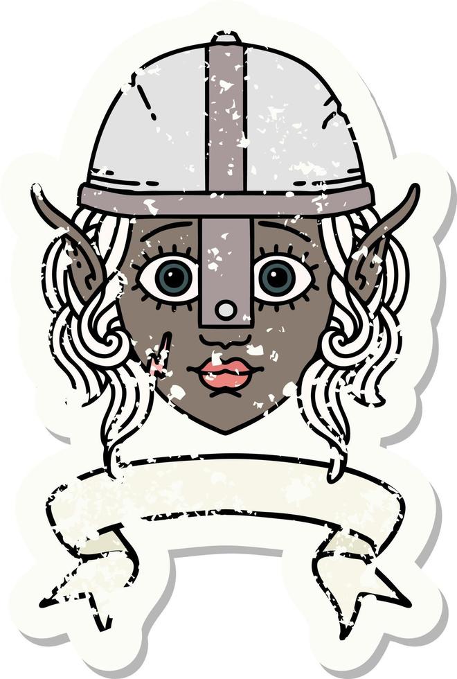 cara de personaje de luchador elfo con ilustración de banner vector