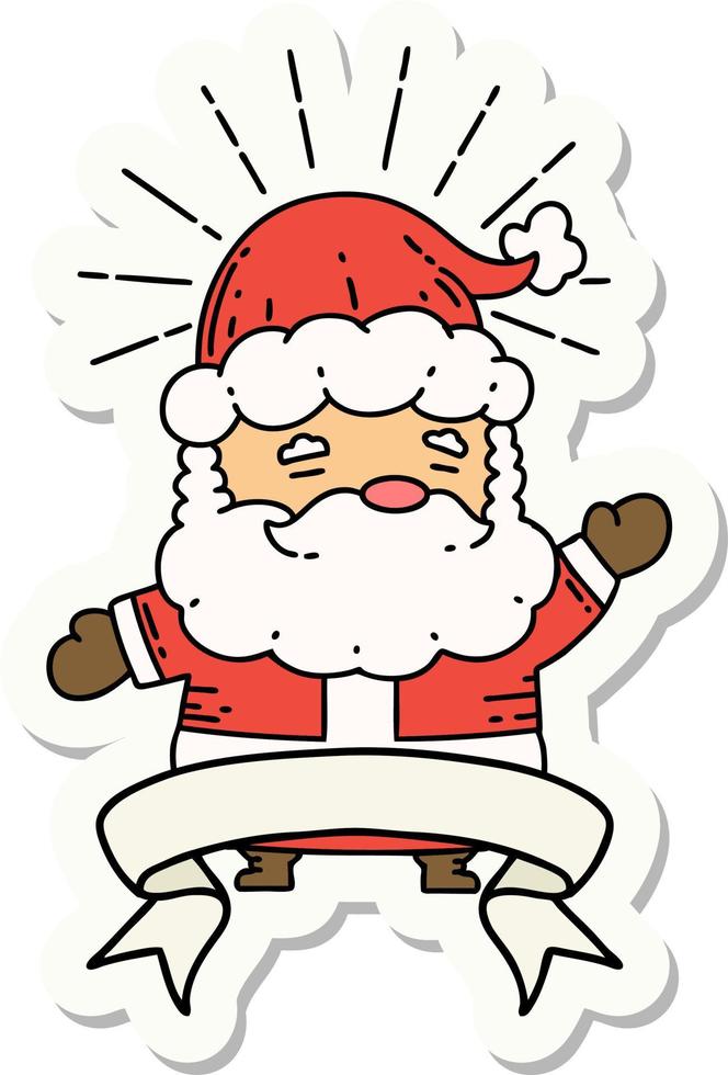 sticker of tattoo style santa claus christmas character vector