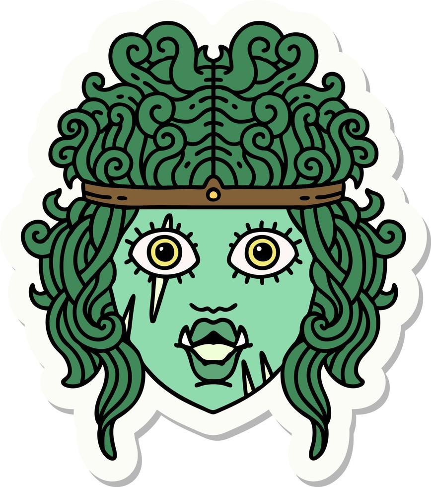 orc barbarian character face sticker vector