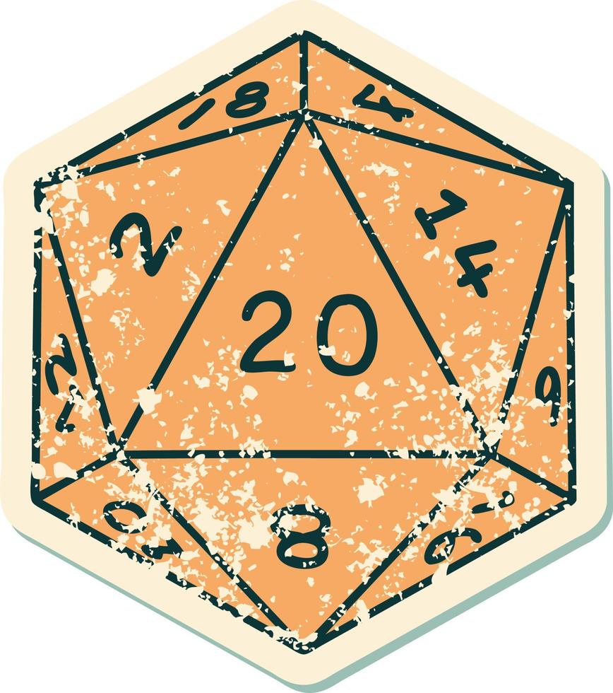 natural 20 D20 dice roll illustration vector