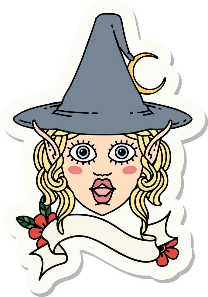 elf mage character face sticker vector