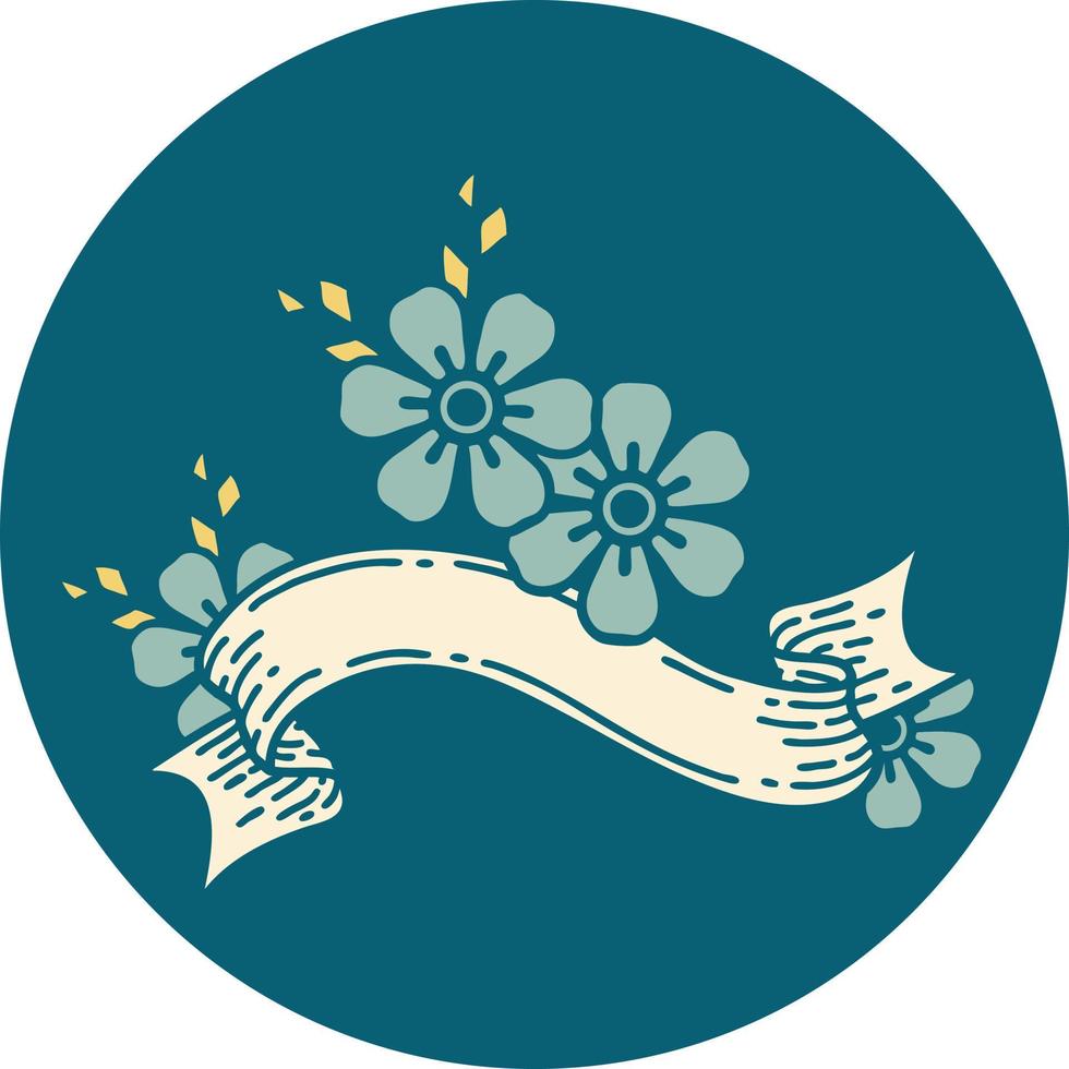 icon with banner of a flower vector