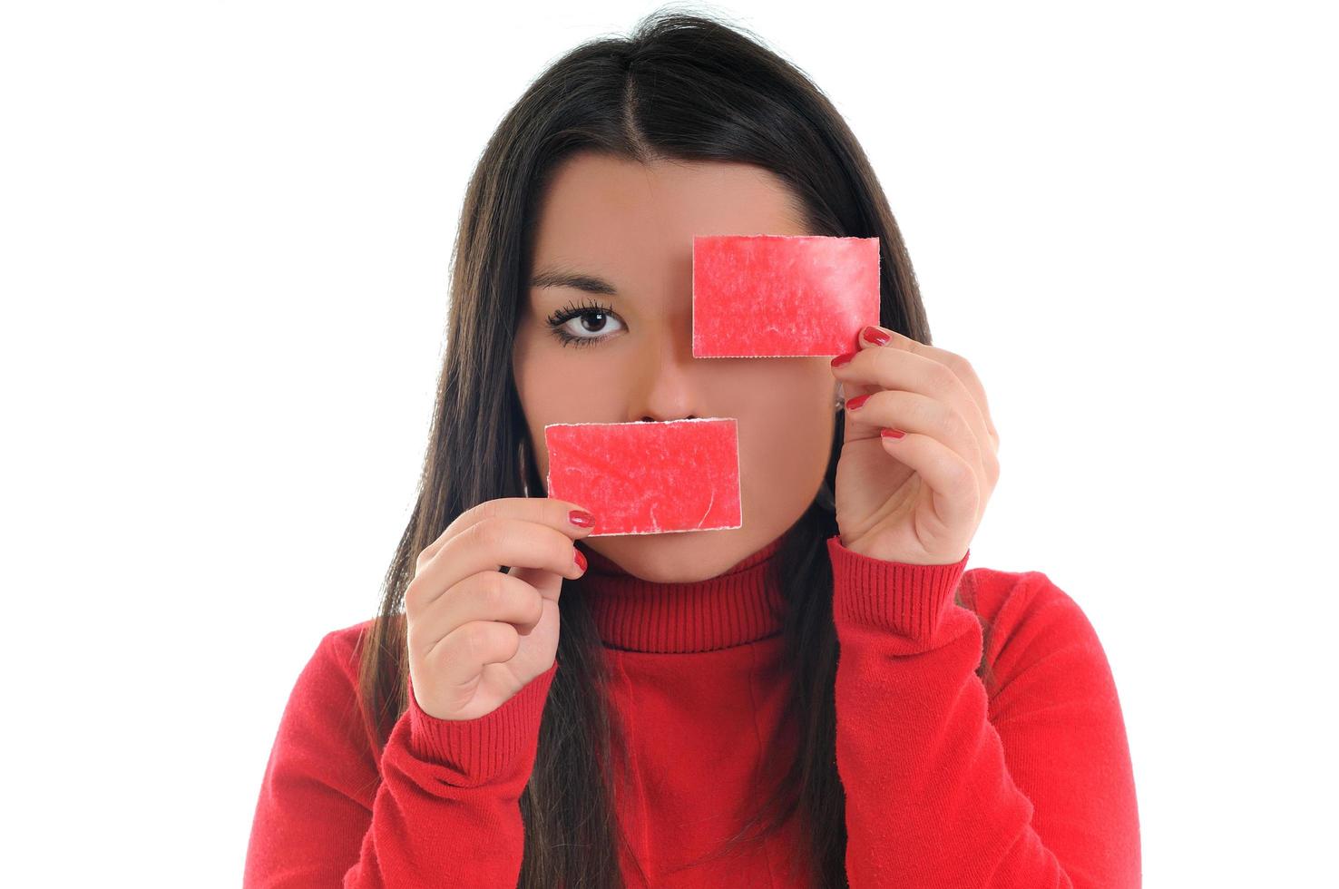 Woman in red photo