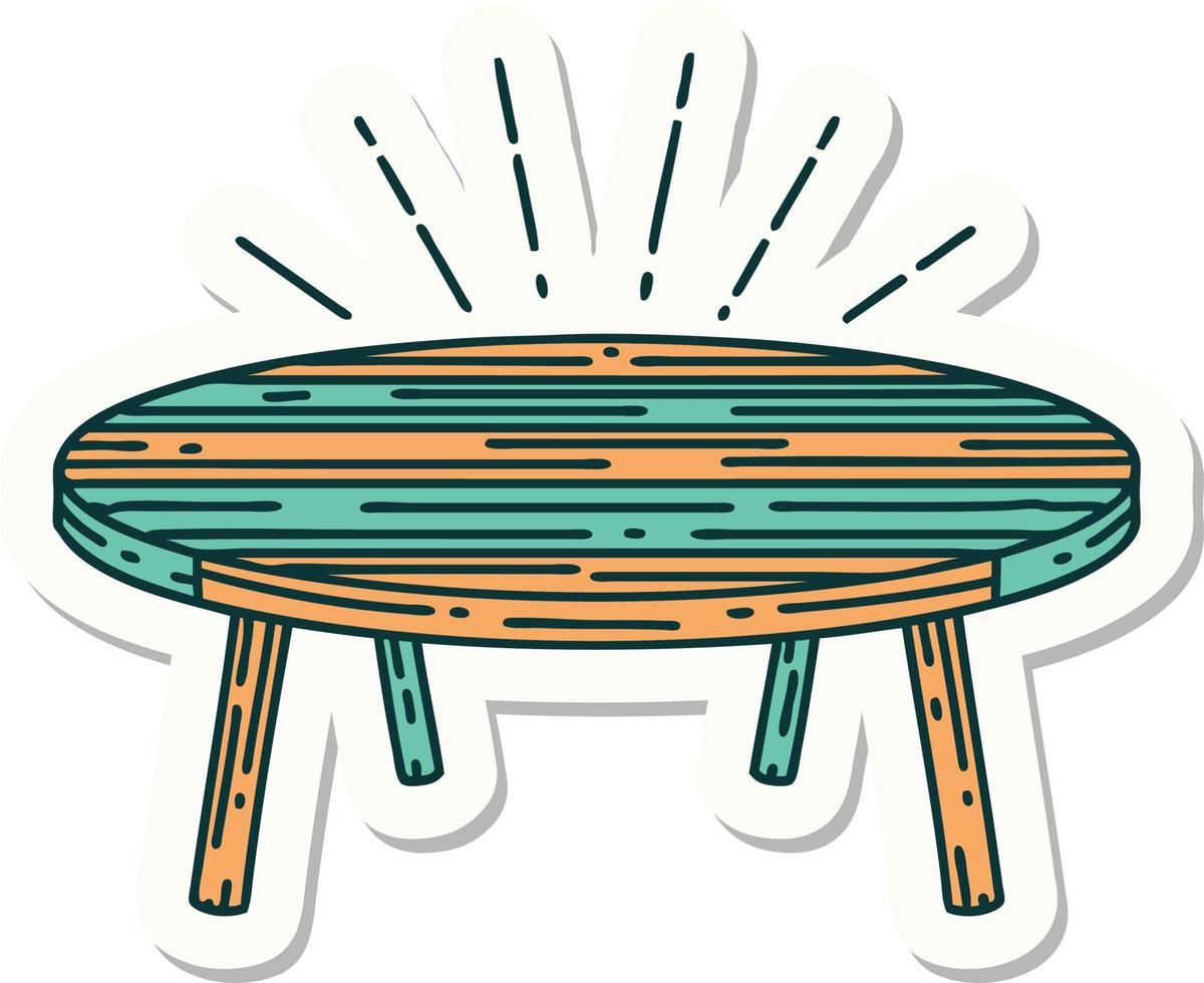 pegatina de mesa de madera estilo tatuaje vector