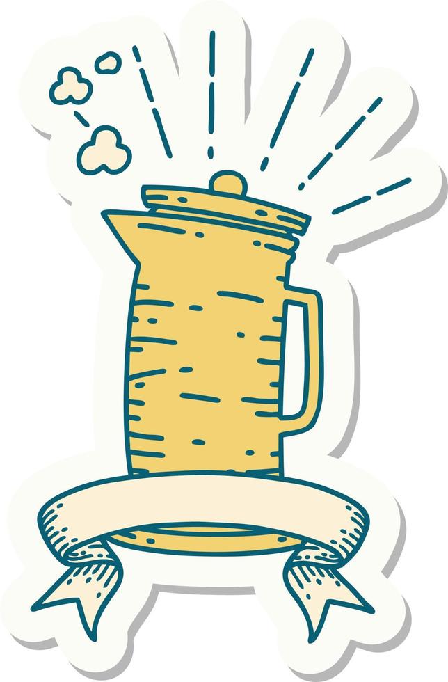 sticker of tattoo style coffee jug vector