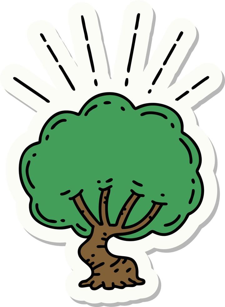 sticker of tattoo style tree vector