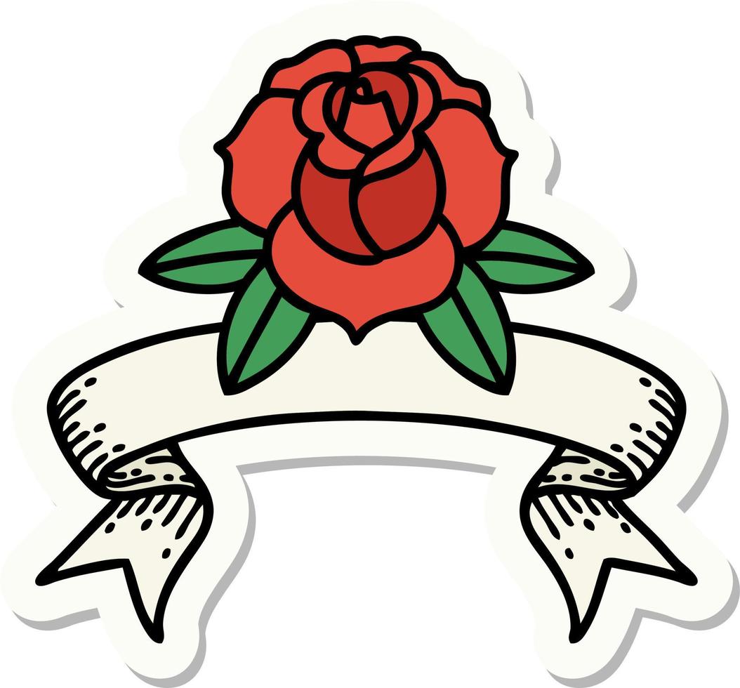 tattoo sticker with banner of a flower vector