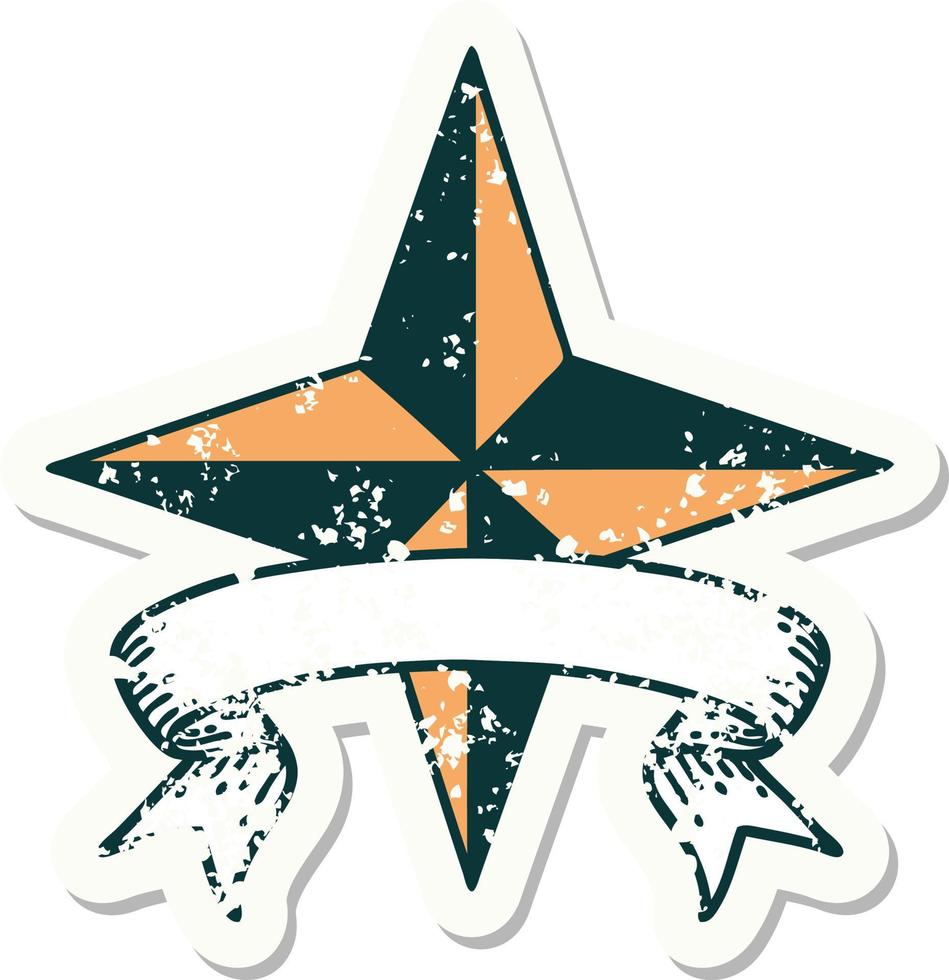 grunge sticker with banner of a star vector