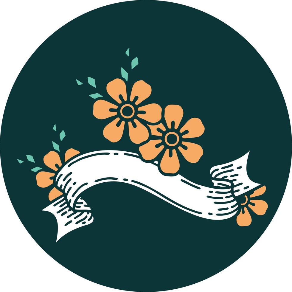 icon with banner of a flower vector