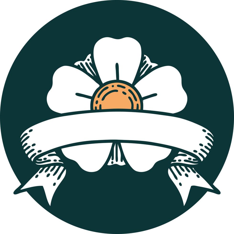 icon with banner of a flower vector