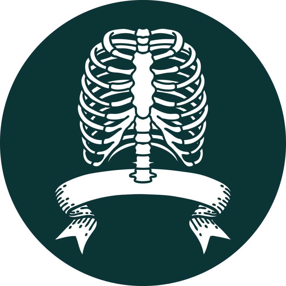 icon with banner of a rib cage vector