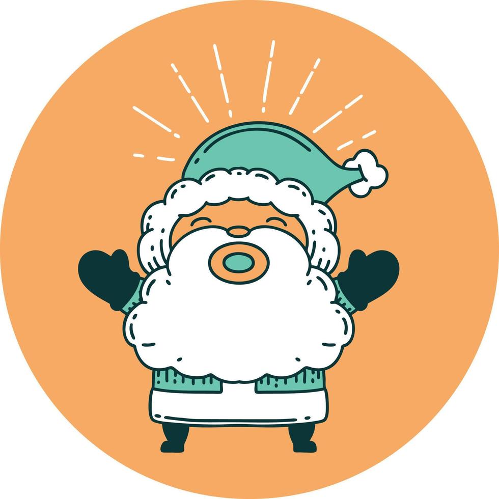 icon of tattoo style santa claus christmas character vector