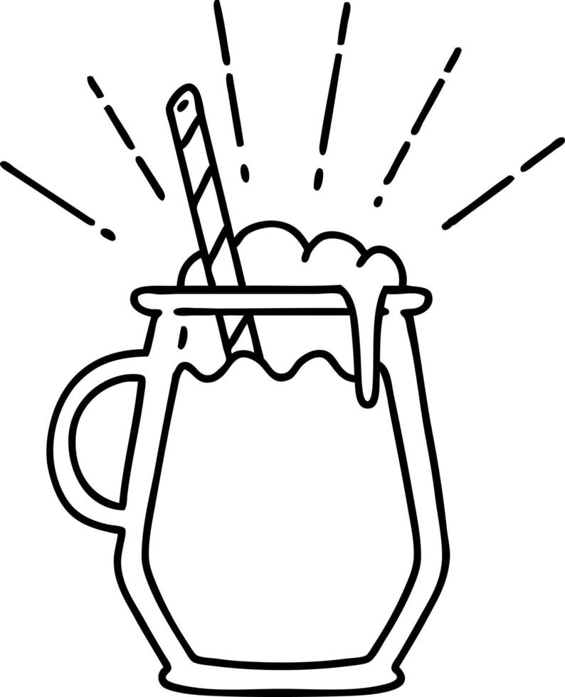 traditional black line work tattoo style ginger beer vector