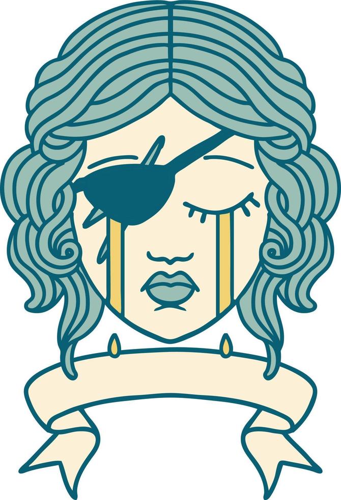 crying human rogue with banner illustration vector