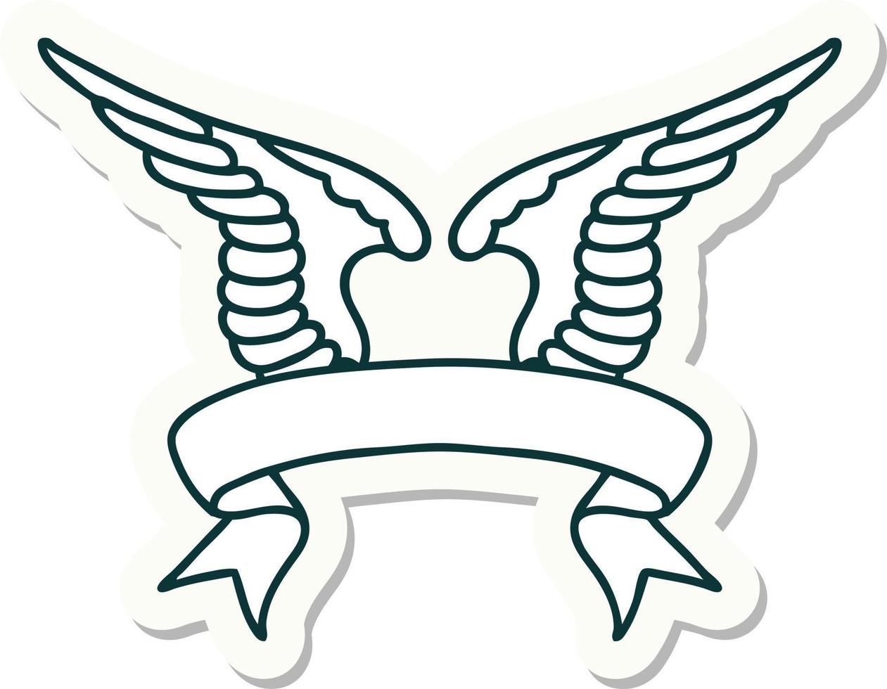 tattoo sticker with banner of a wing vector