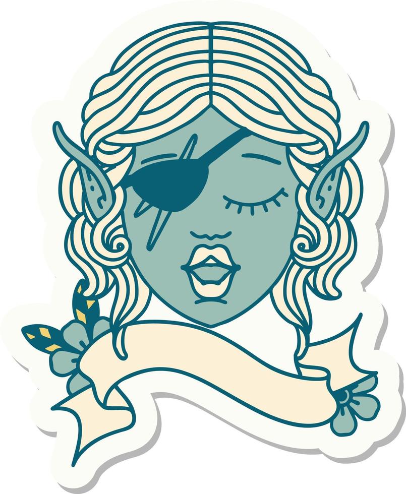 elf rogue character face sticker vector