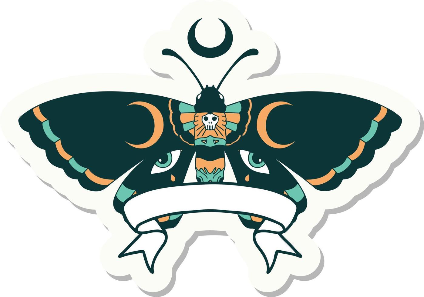 tattoo sticker with banner of a moth vector