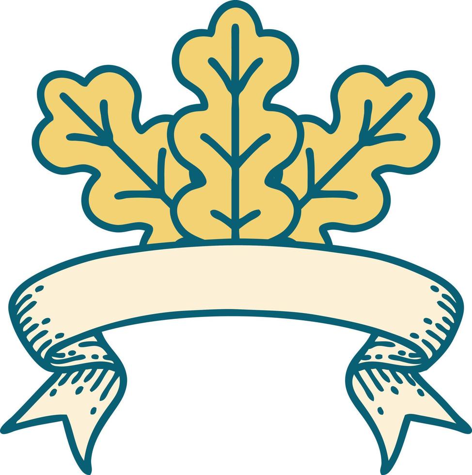 tattoo with banner of a leaf vector