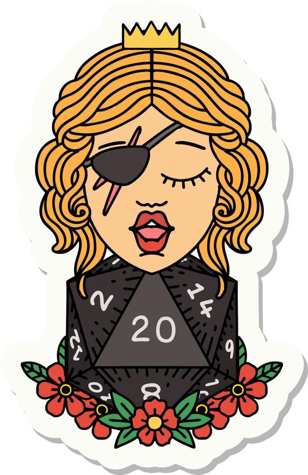 human rogue with natural twenty dice roll sticker vector
