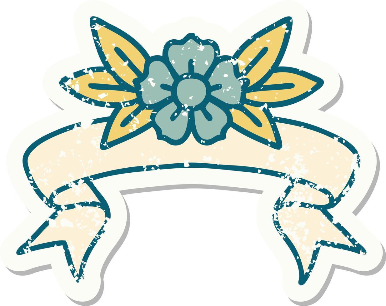 grunge sticker with banner of a flower vector