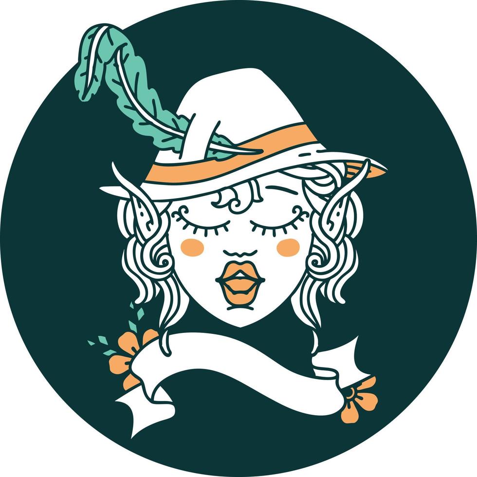 elf bard character face icon vector