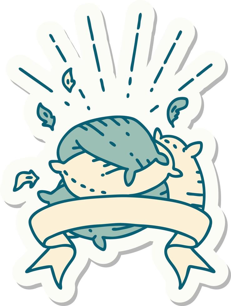sticker of tattoo style pile of pillows vector
