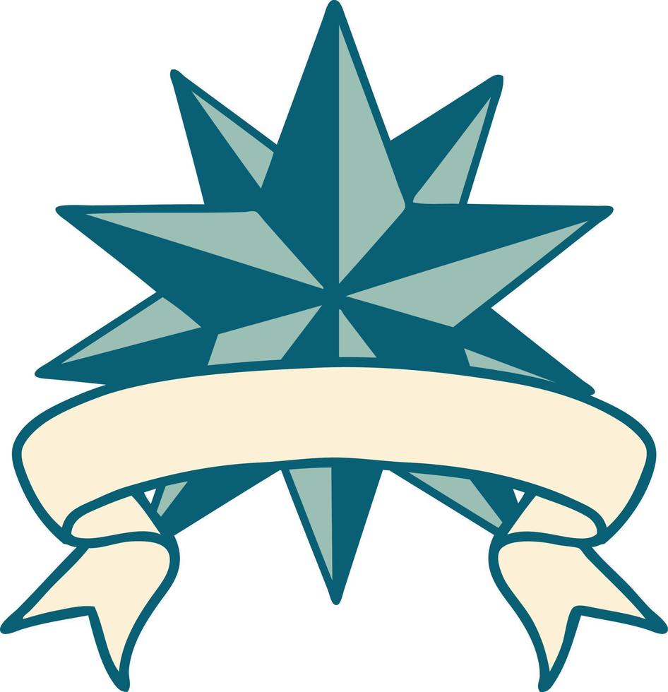 tattoo with banner of a star vector