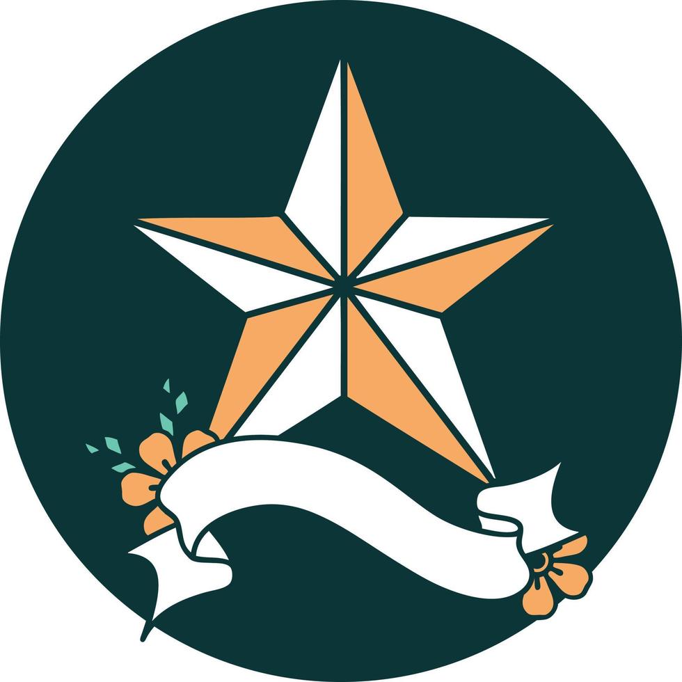 icon with banner of a star vector