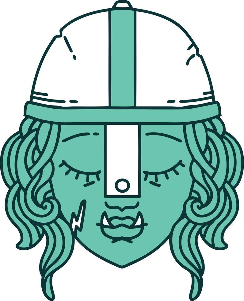 orc fighter character face illustration vector