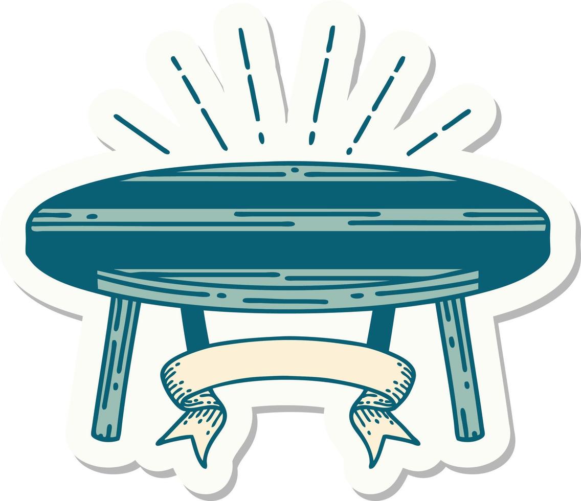 sticker of tattoo style wood table vector