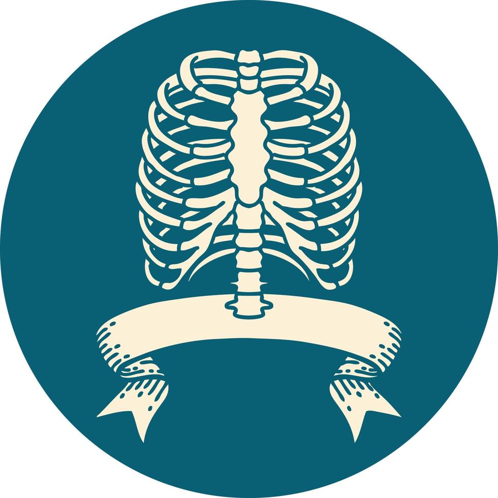 icon with banner of a rib cage vector