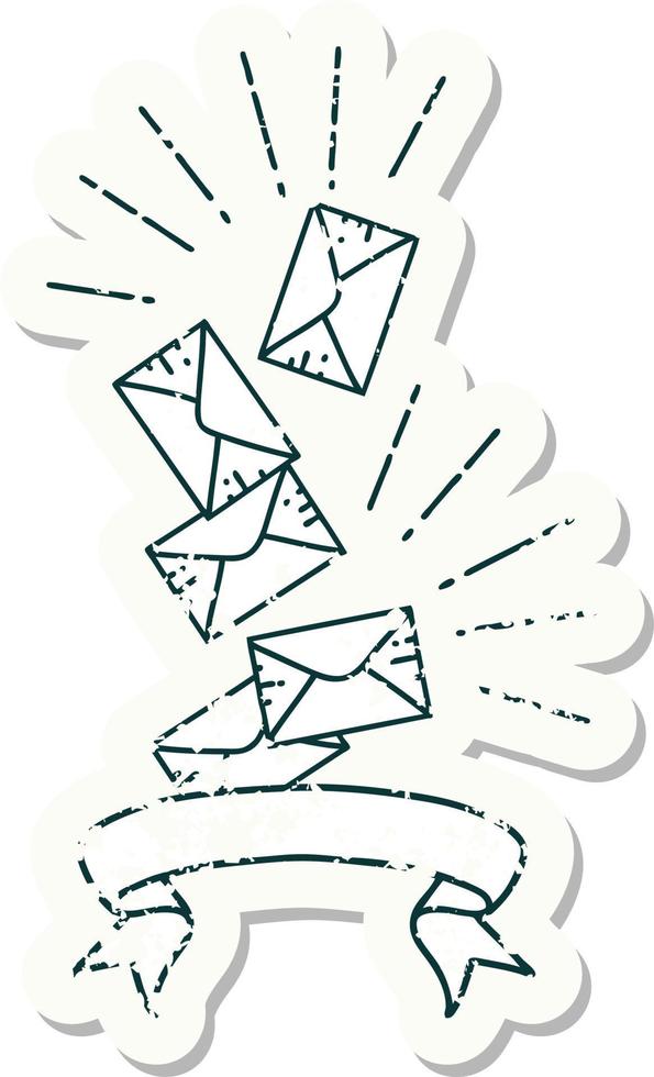 grunge sticker of tattoo style falling letters vector