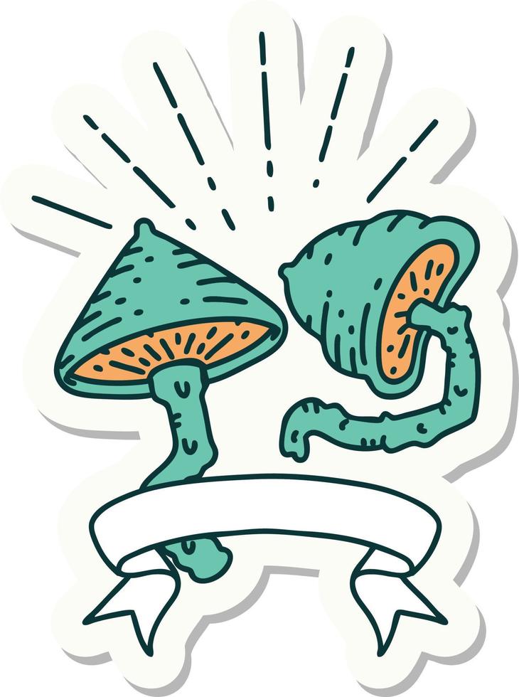 sticker of tattoo style mushrooms vector