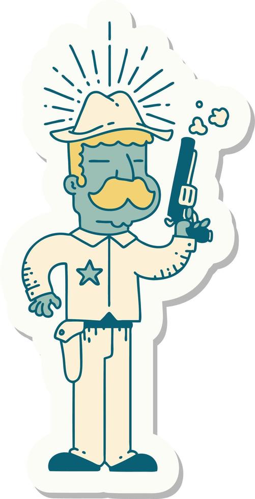 pegatina del sheriff del salvaje oeste estilo tatuaje vector