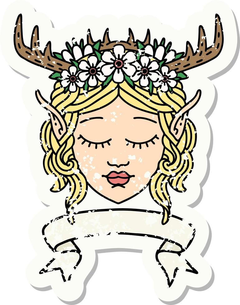 elf druid character face with banner illustration vector