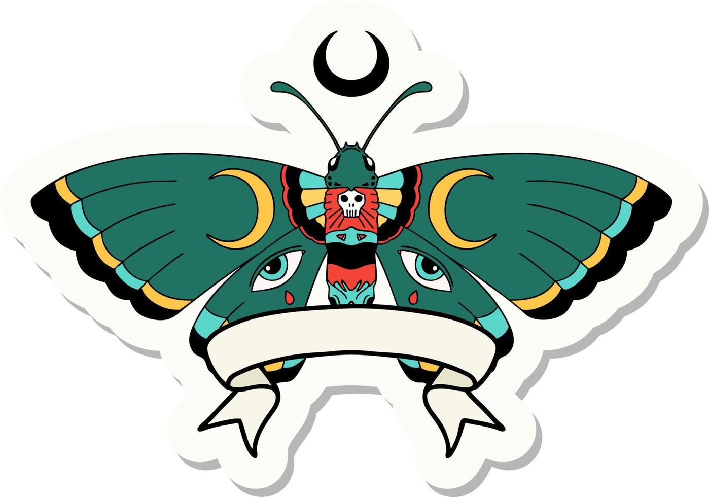 tattoo sticker with banner of a moth vector