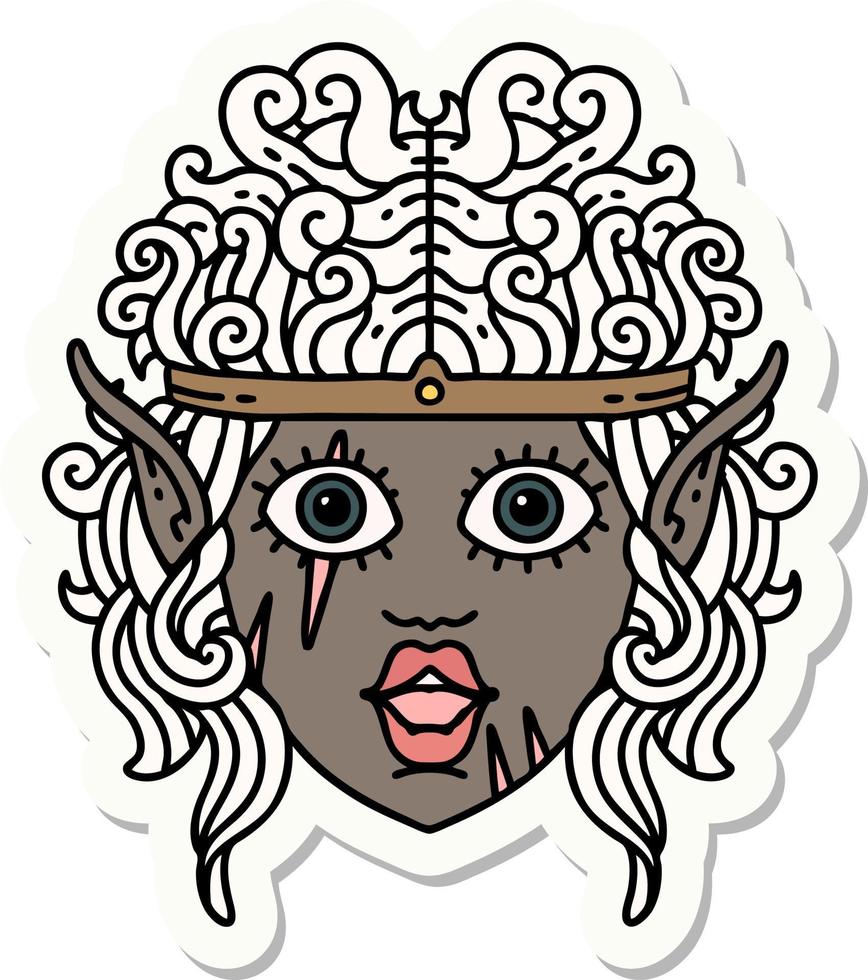 elf barbarian character face sticker vector