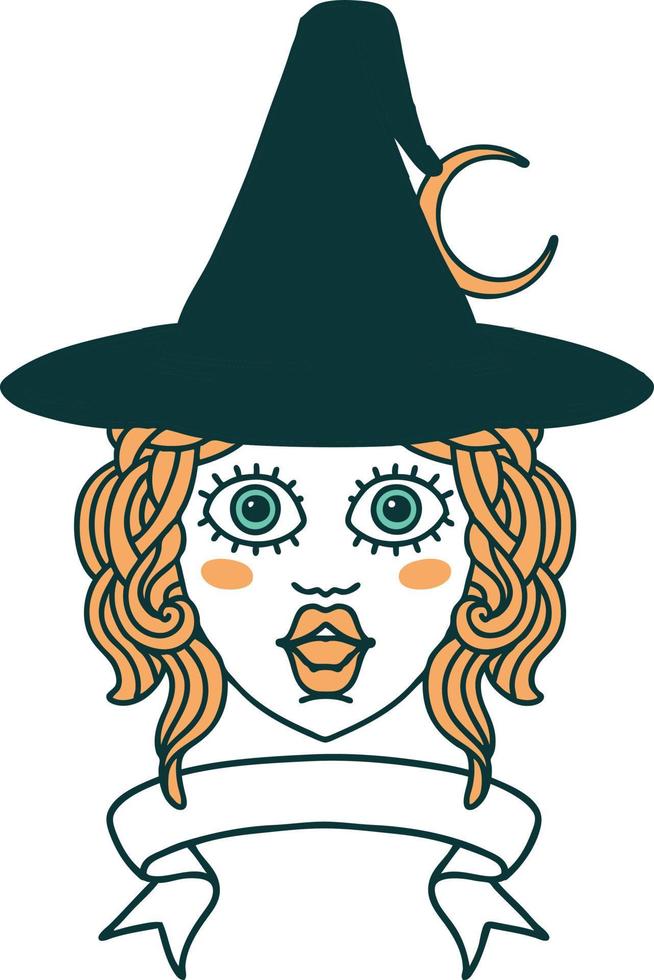 human witch character with banner illustration vector