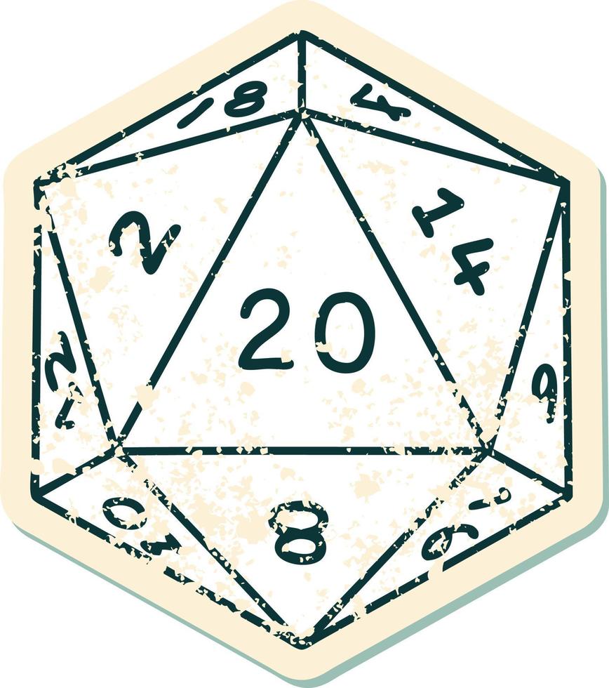 natural 20 D20 dice roll illustration vector