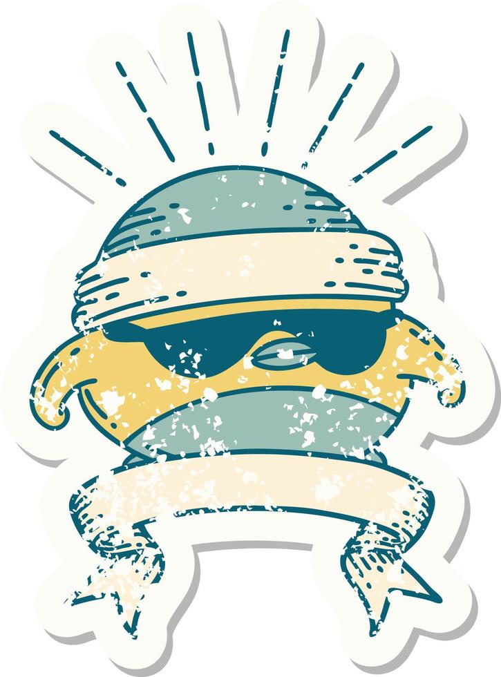 grunge sticker of tattoo style cool robin vector
