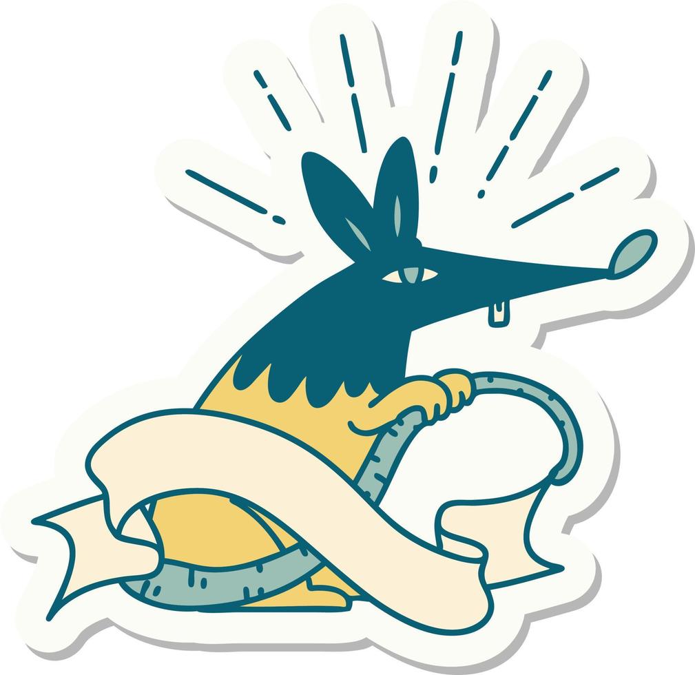 sticker of tattoo style sneaky rat vector