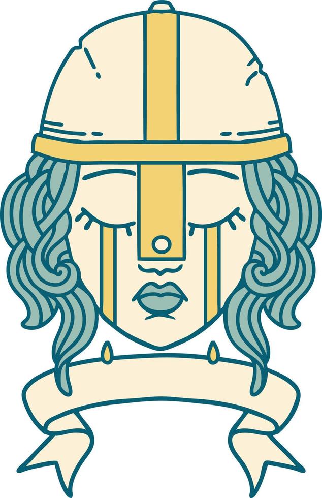 crying human fighter character with banner illustration vector