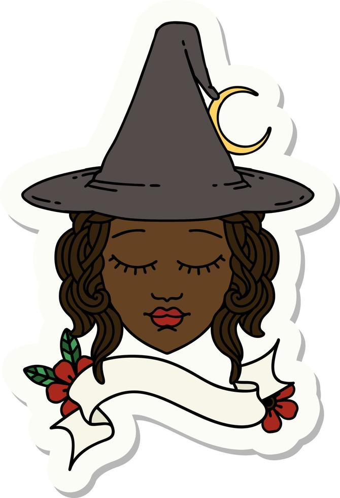 human witch character face sticker vector