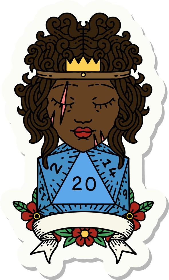 human barbarian with natural twenty dice roll sticker vector