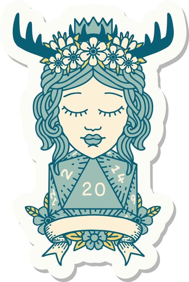 human druid with natural twenty roll sticker vector