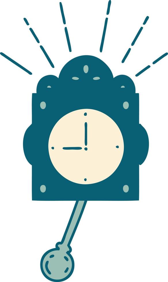 traditional tattoo style ticking clock vector