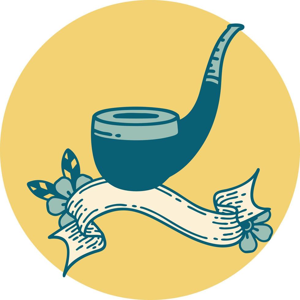 icon with banner of a smokers pipe vector